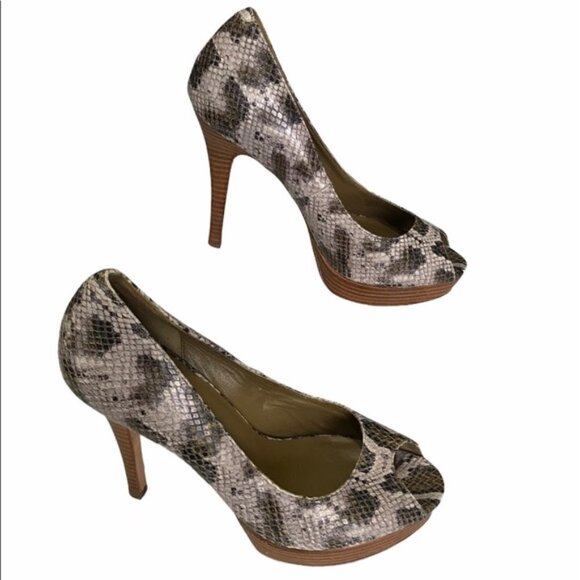 Cole Haan Heels Peep Toe Pumps Snakeskin Size 8 - Picture 1 of 8